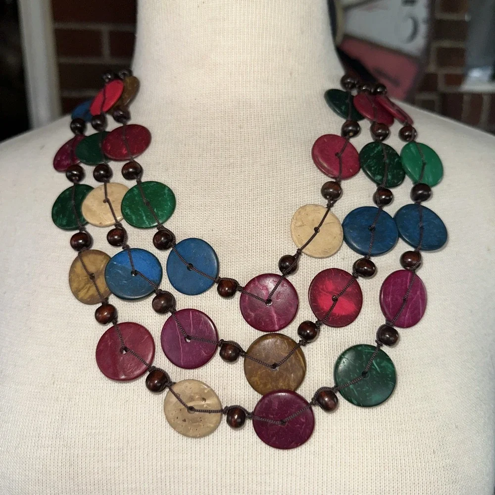 Wooden Bead Necklace Statement Boho Beaded Necklace